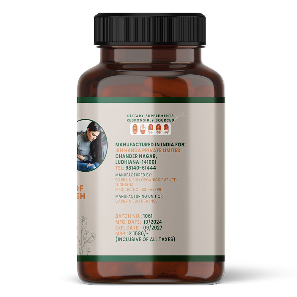 Back label of Herbovedam Levtox | Cleanse, Strengthen & Protect Your Liver supplement bottle showing manufacturing details and expiry date.